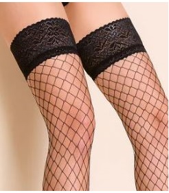 Dámske samodržiace sieťované pančuchy GABRIELLA Kabarette 153 hold ups XS/S, Nero