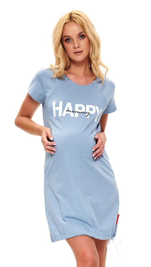 Dámska nočná košeľa Happy mommy svetlo modrá na dojčenie veľ. XL