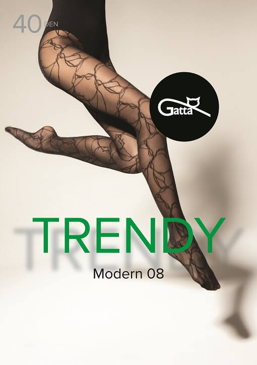 Dámske vzorované pančuchy Gatta Trendy Modern 08 (40 DEN), 3-M, Nero