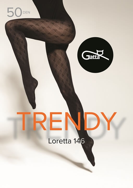 Dámske vzorované pančuchy GATTA Trendy Loretta 146 (50 DEN), 3-M, Nero