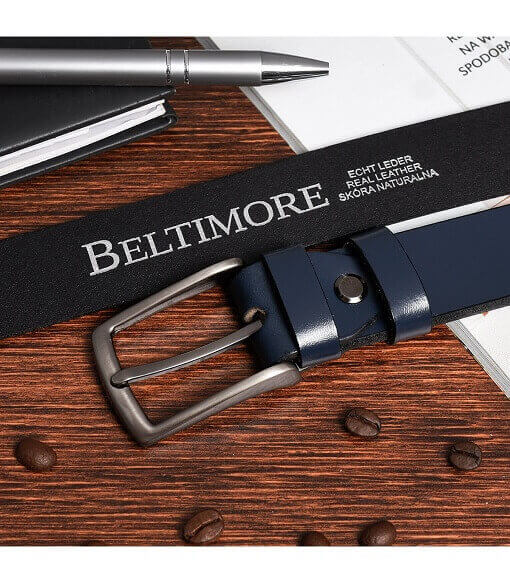 Pánsky kožený opasok Beltimore tmavo modrý - 110 cm