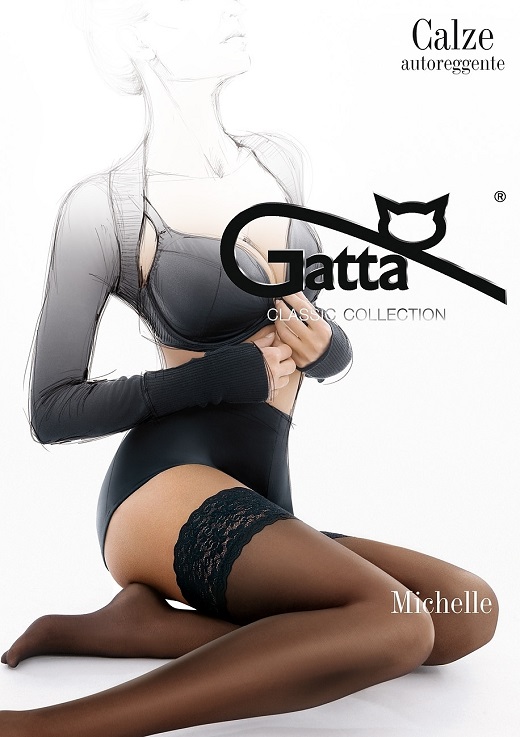 Dámske samodržiace pančuchy GATTA Michelle, XL, Nero