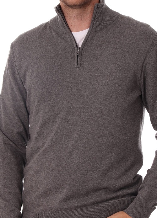 Pánsky bavlnený sveter na zips svetlo sivý, veľ. M