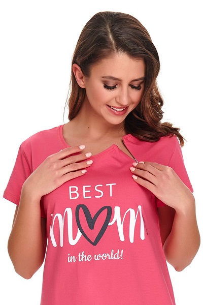 Dámska nočná košeľa Best Mom ružová na dojčenie veľ. S