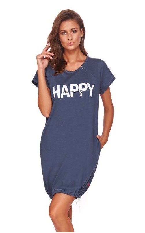 Dámska nočná košeľa Happy mommy tmavo modrá na dojčenie veľ. M