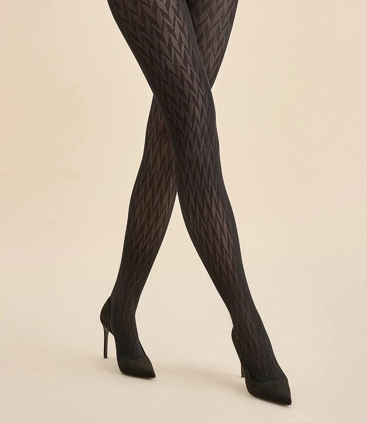 Dámske vzorované pančuchy GABRIELLA Reyna, 3D, 60 DEN, 4-L, Nero