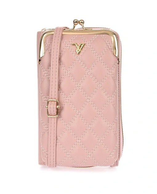 Dámska crossbody kabelka na mobil a peňaženka 2v1, ružová