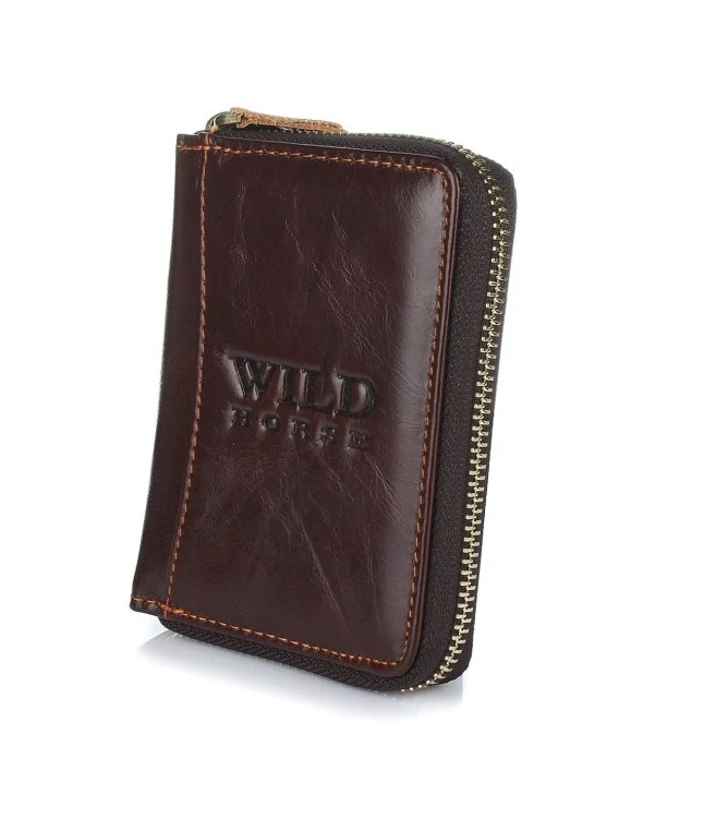 Pánska kožená peňaženka Wild horse na zips tmavo hnedá