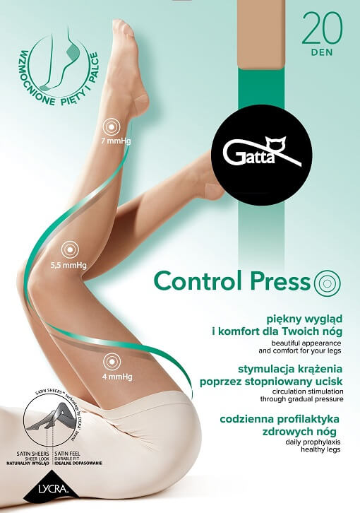 Dámske kompresné pančuchy GATTA Control Press, 3-M, golden telová, (20 DEN)