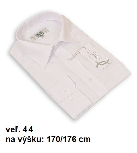 Pánska biela košeľa Slim s dlhým rukávom, veľkosť 44