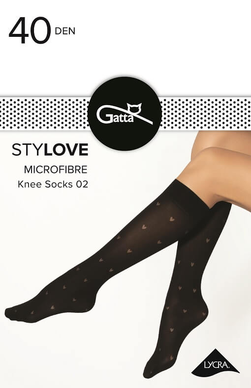 Dámske silonkové podkolienky GATTA Stylove 02, 40 DEN UNI, Nero 