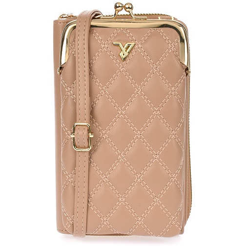 Dámska crossbody kabelka na mobil a peňaženka 2v1, béžová