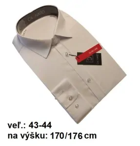 Pánska biela košeľa Slim s dlhým rukávom, veľkosť XL/ 43-44