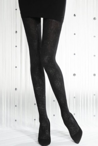 Dámske vzorované pančuchy GATTA Silver Gloss 02 (40 DEN), 4-L, Nero