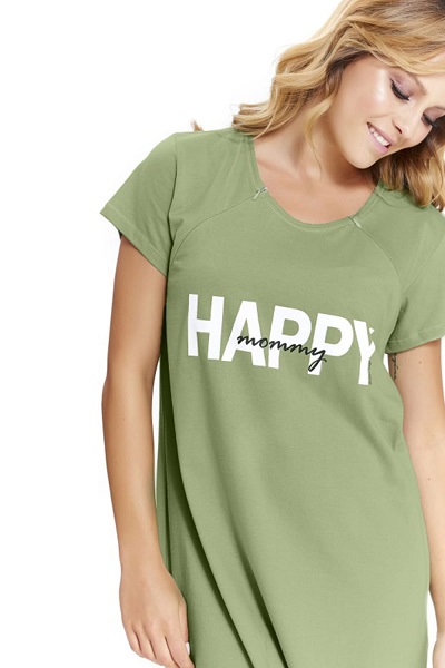 Dámska nočná košeľa Happy mommy, svetlo zelená na dojčenie  veľ. XL