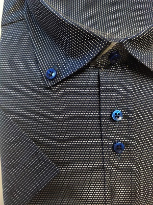 Pánska tmavo modrá košeľa Slim vzorovaná s krátkym rukávom, veľkosť XL/ 43-44