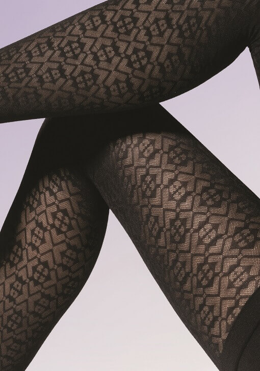 Dámske vzorované pančuchy Gatta Optica 01 (40 DEN), 3-M, Nero