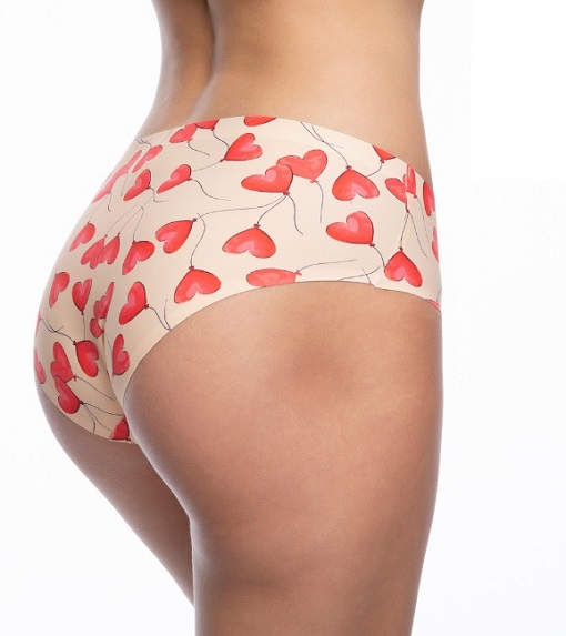 Dámske bezšvové nohavičky Julimex Balloon, veľ. L, béžové so srdiečkami