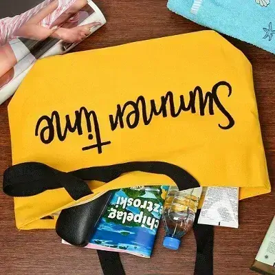 Plážová plátená taška T64 žltá s nápisom  