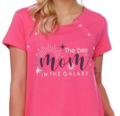 Dámska nočná košeľa s vreckami, pivónia - ružová na dojčenie veľ. L