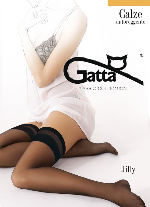 Dámske samodržiace pančuchy GATTA Jilly, XS/S, 15 DEN, Nero, 2 páry