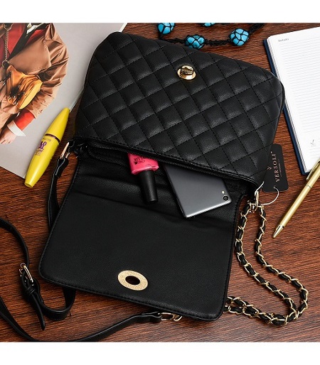 Dámska prešívaná kabelka čierna