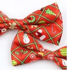 Pánsky a detský vianočný motýlik - červený set