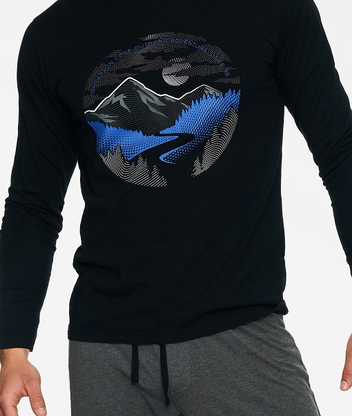 Pánske dlhé pyžamo Birch čierno sivé, veľ. L