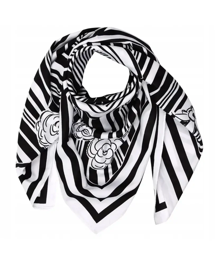 Dámska elegatná šatka biela s čiernou Versoli