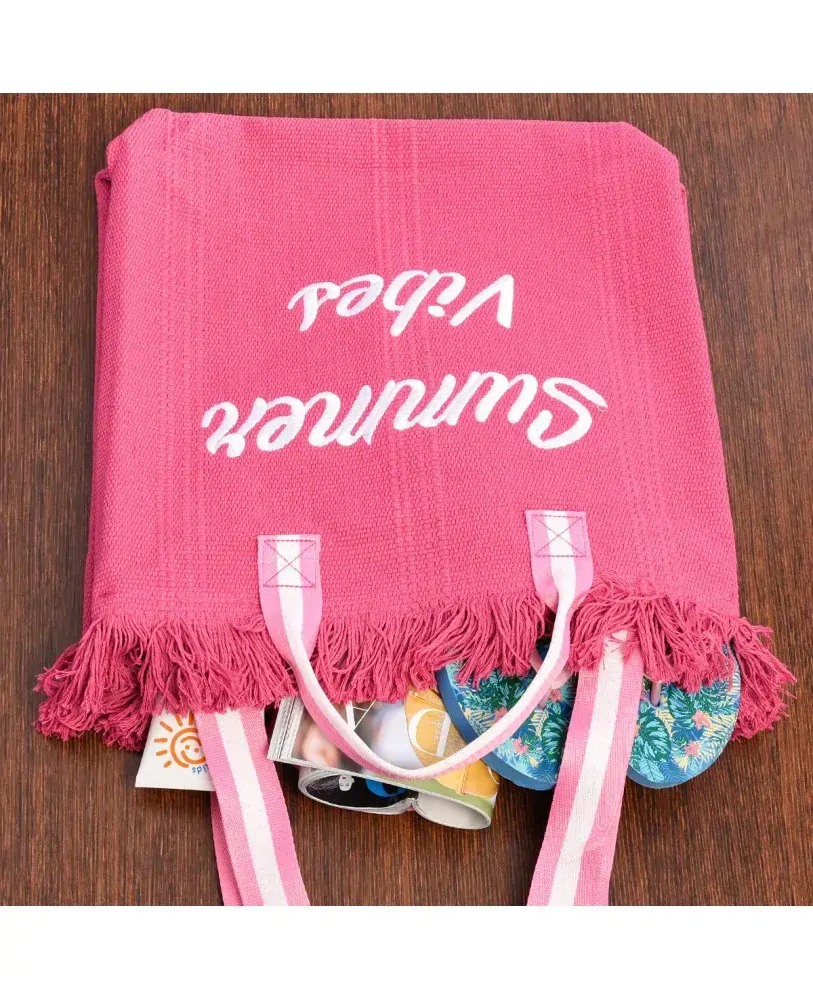 Plážová taška Summer vibes ružová