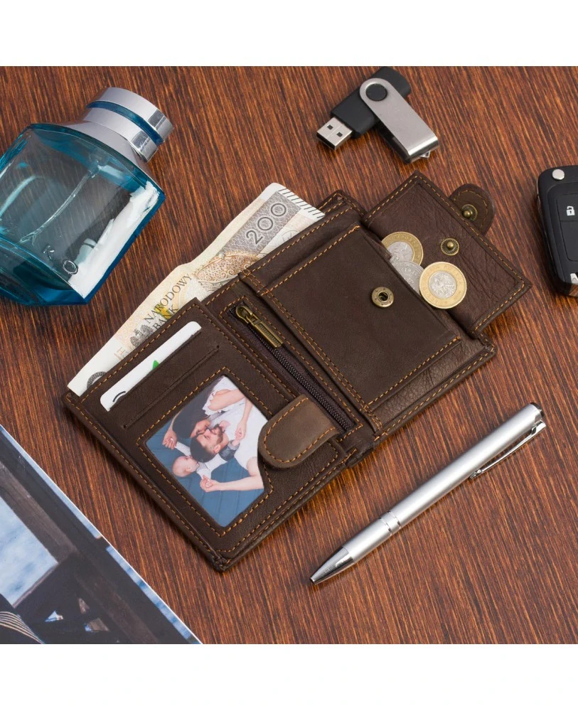 Pánska kožená RFID peňaženka Beltimore s vonkajším zapínaním hnedá