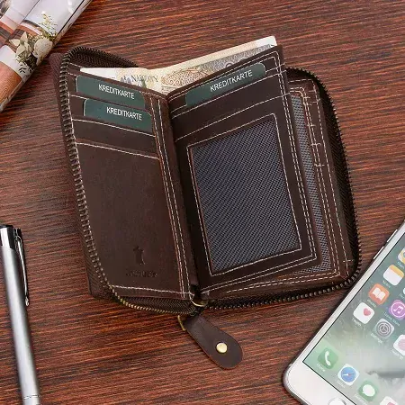 Pánska kožená peňaženka Beltimore Vintage na zips, tmavo hnedá
