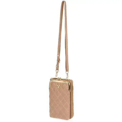 Dámska crossbody kabelka na mobil a peňaženka 2v1, béžová