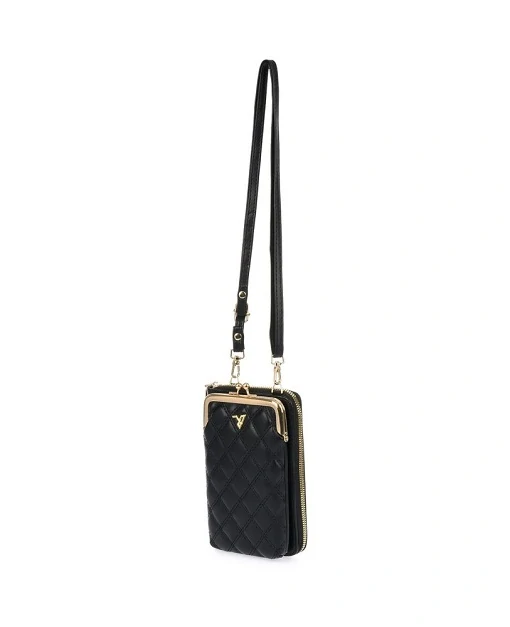 Dámska crossbody kabelka na mobil a peňaženka 2v1, čierna