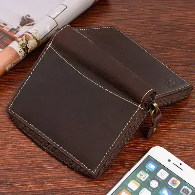 Pánska kožená peňaženka Beltimore Vintage na zips, tmavo hnedá