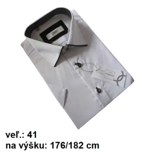 Pánska biela košeľa Slim s krátkym rukávom, veľkosť 41