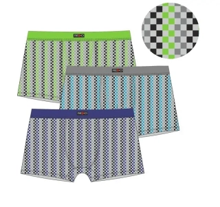 Pánske bambusové boxerky REDO zeleno sivé kocky, veľ. M