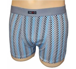Pánske bambusové boxerky REDO modro sivé kocky, veľ. XXL