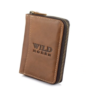 Pánska kožená peňaženka Wild horse na zips hnedá