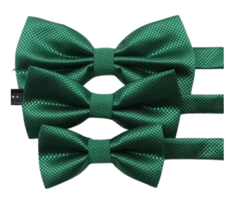 Pánsky a 2x detský saténový motýlik - smaragdovo zelený set