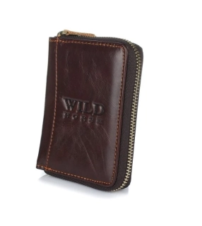 Pánska kožená peňaženka Wild horse na zips tmavo hnedá