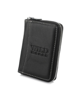 Pánska kožená peňaženka Wild horse na zips čierna